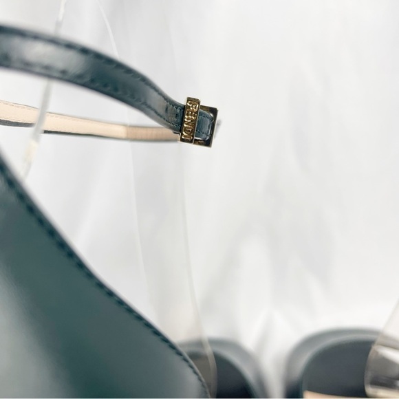 Fendi Mink Fur Trimmed Open Toe Leather Heels Green EU 39 - Picture 7 of 11